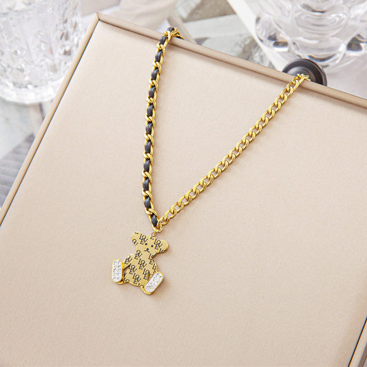 Letter printing Love clavicle chain bear necklace hip-hop male trendy punk couple sweater chain female sweater sweater chain