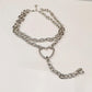 Jewelry punk exaggerated long ring multi-layer necklace personalized thick chain peach heart hip-hop necklace