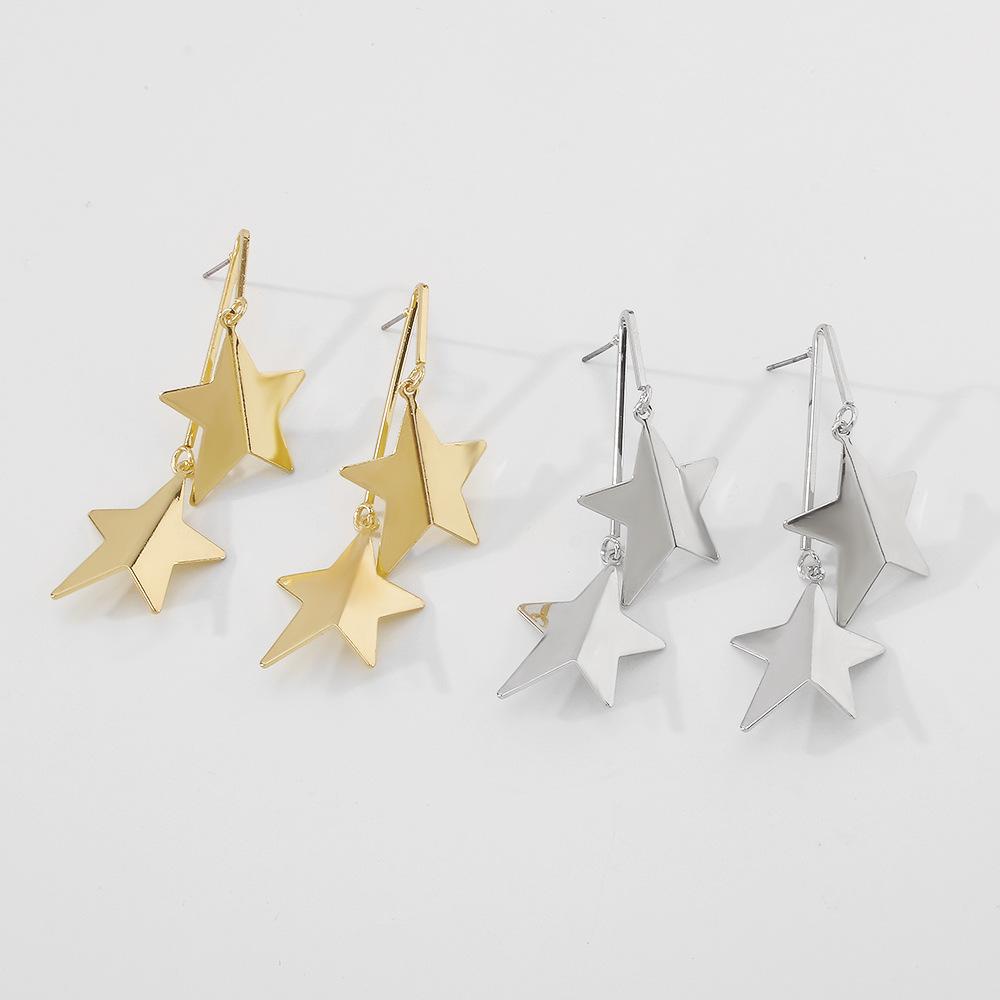 E9964 Personality five-pointed star earrings simple niche design fashion earrings retro temperament long earrings