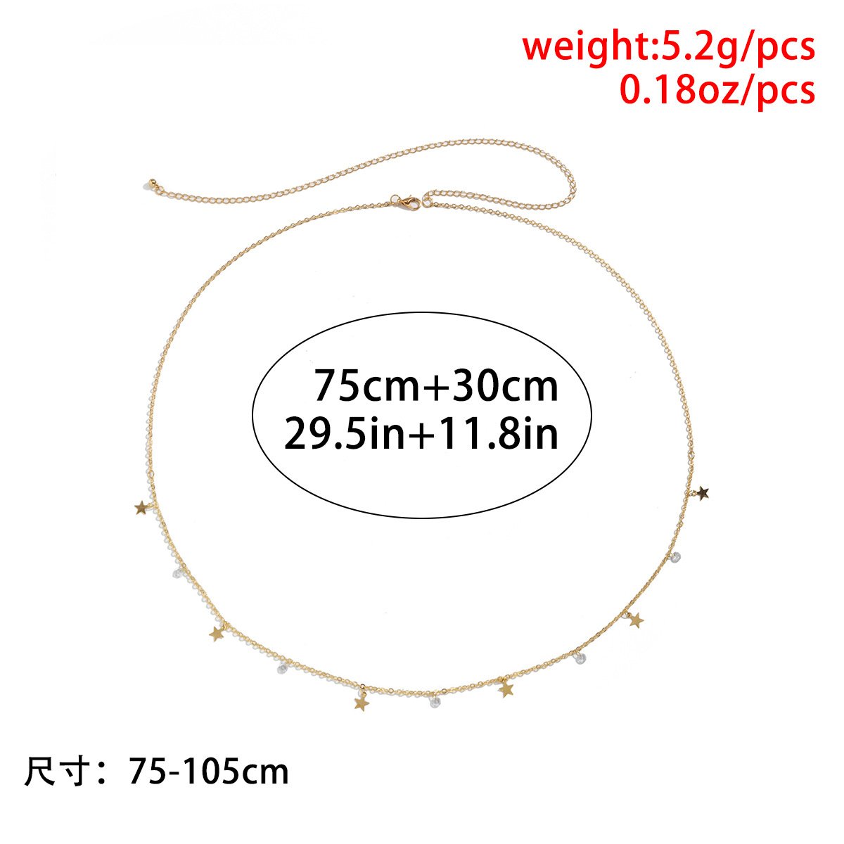 Creative simple tassel five-pointed star diamond waist chain female hip-hop metal chain body chain