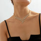 N1891 Jewelry Creative Fashion Rhinestone V-shaped Necklace Personality Claw Chain Light Luxury Cold Necklace