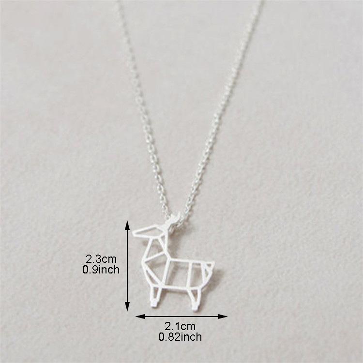 Sweet little elk necklace cute alpaca small animal hollowed out deer pony clavicle chain jewelry