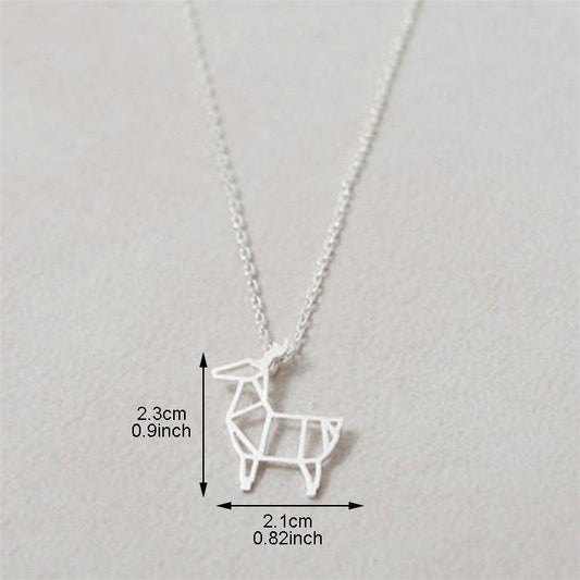 Sweet little elk necklace cute alpaca small animal hollowed out deer pony clavicle chain jewelry