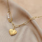 Stainless Steel Gold Brooch Pearl Love Sister Pendant Titanium Steel Cool Sexy Heart Shaped Clavicle Necklace For Women