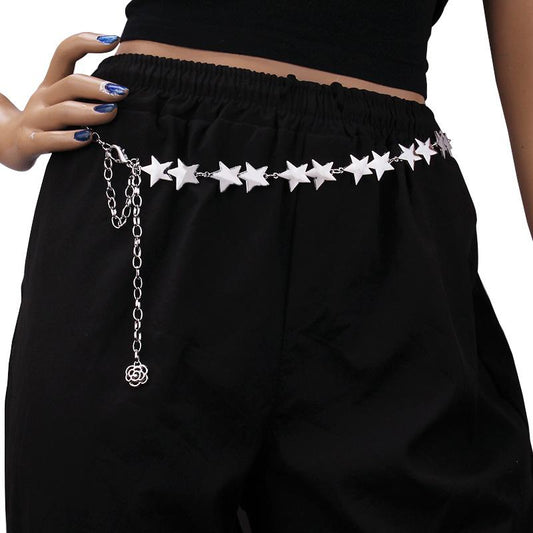 Metal waist chain women's fashion trendy style five-pointed star chain waist decoration with dress decoration