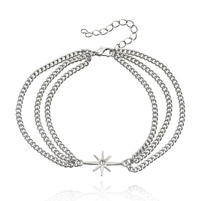 Jewelry niche design multi-layer chain micro-inlaid diamond eight-pointed star bracelet female hot girl hand decoration high-end sense