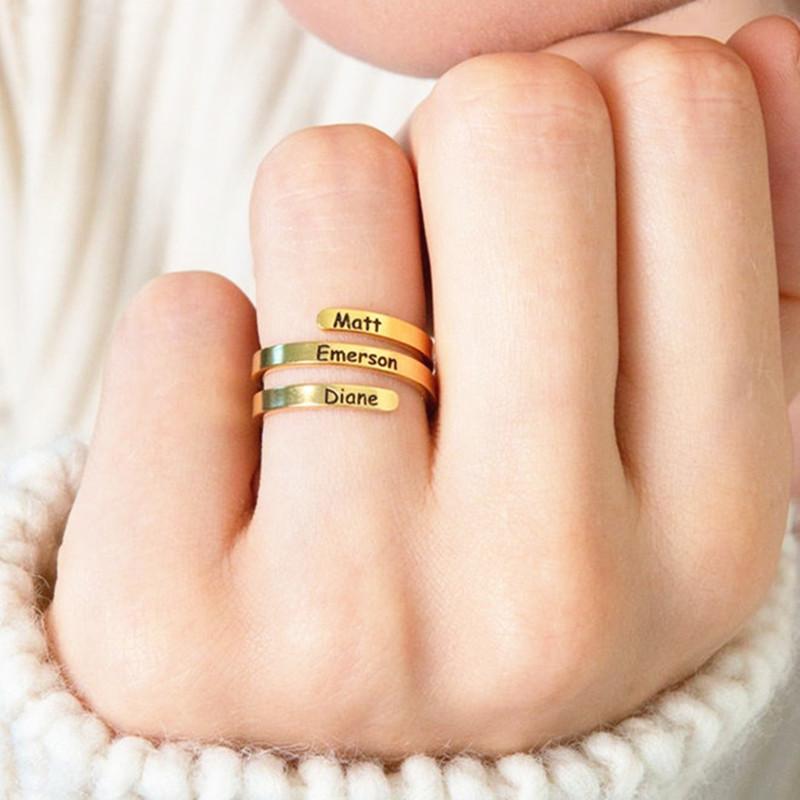 Explosive style stainless steel name custom ring creative DIY English letter marking ring