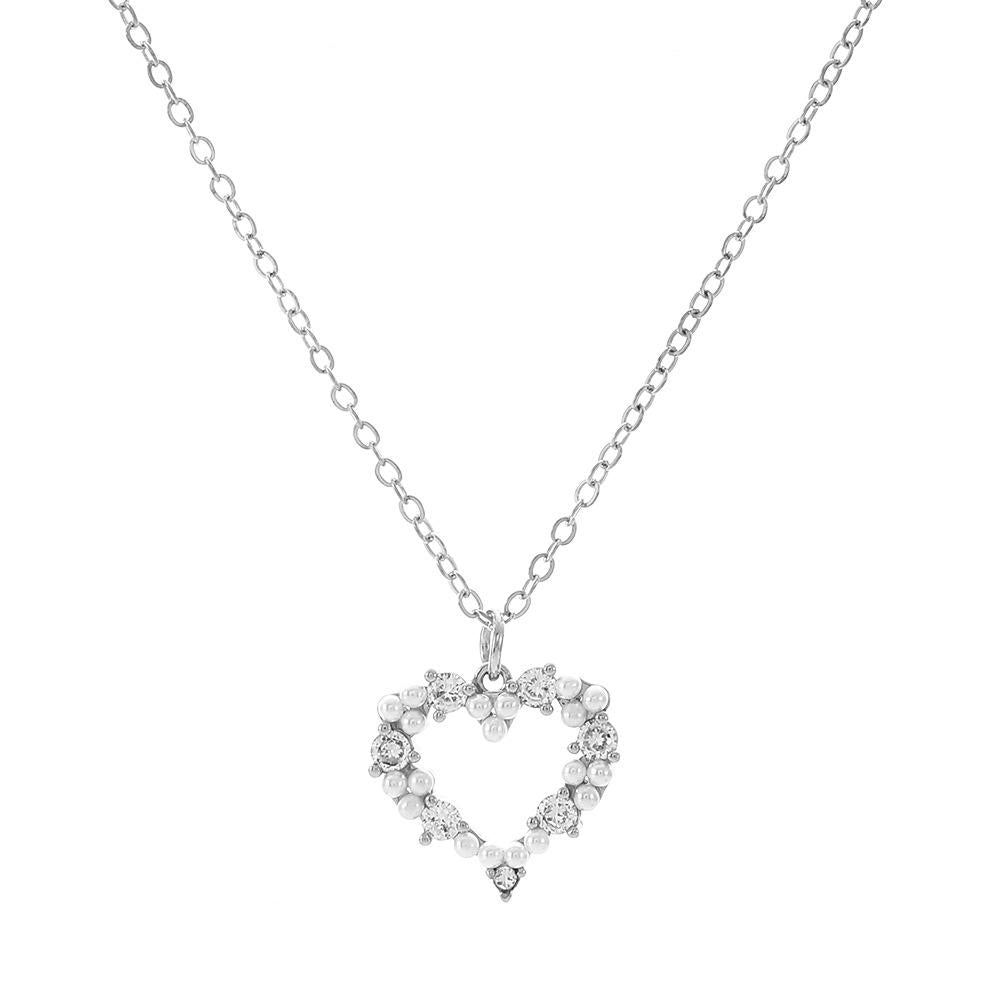 Ins Hollow Love Pearl Necklace Women's Fashion Light Luxury Niche Design Diamond Heart Pendant Clavicle Chain