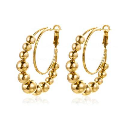 Simple Metal Earrings Personality Exaggerated Round Bead Studs Retro Fashion Earrings Earrings