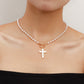 Jewelry ins cross imitation pearl necklace collarbone chain women's sweater chain trendy new Chinese necklace