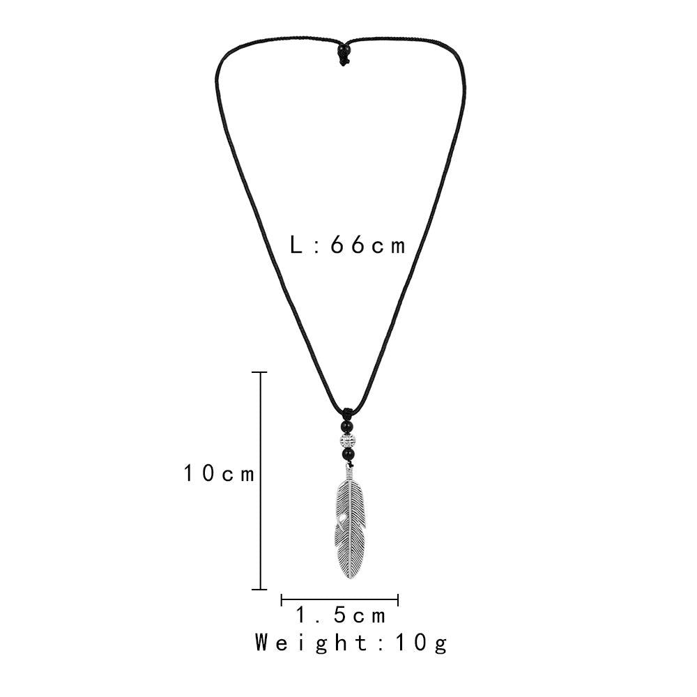 Trendy Design Street Shot Men's Simple Fashion Feather Beads Wax Rope Adjustable Length Necklace