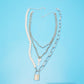 Jewelry multi-layer pearl thick chain necklace female retro lock two-piece chain