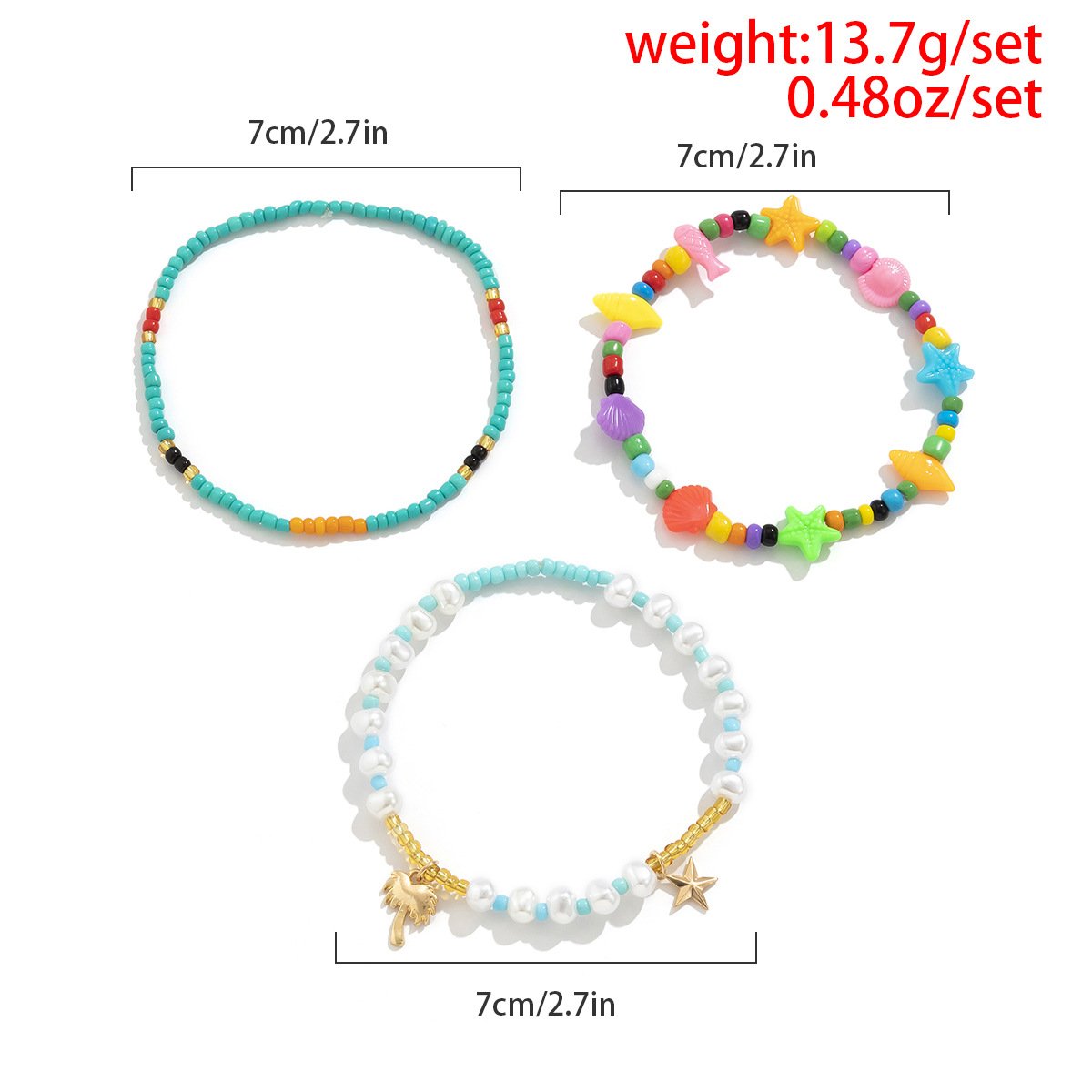 Jewelry Creative Acrylic Ocean Geometry Foot Decoration Weaving Beads Star-shaped Coconut Tree Anklet for Women