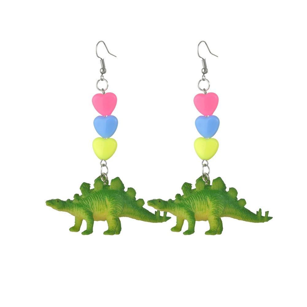 Fashion Toy Dinosaur Earrings Resin Candy Color Heart Shape Earrings Kids Jewelry Accessories