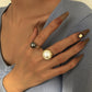 R643 Retro Simple Hand Decoration French Romantic Light Luxury Temperament Pearl Ring Female Personality Minority Ring