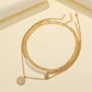 Jewelry Fashion Metal Pearl Mix and Match Three Layers Chain Necklace Hip Hop Rose Embossed Coin Pendant