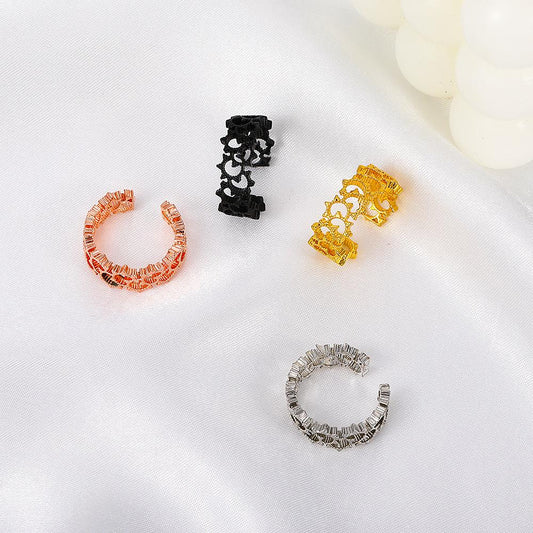 Creative woven mesh metal sun ring ins hip-hop cold street trend hollow ring female