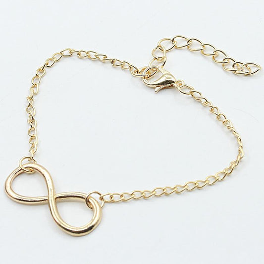 8-character buckle alloy metal bracelet simple retro personality auspicious bracelet jewelry