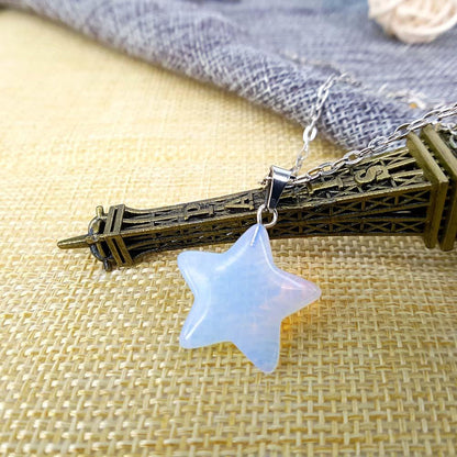 Opal Pentagram Pendant Kids Clavicle Chain Natural Stone Necklace Ornament Halloween