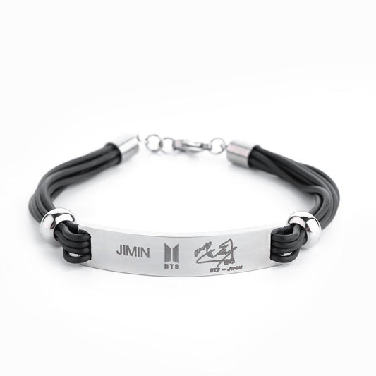 BTS BTS Fashion Silicone Leather Rope Bracelet Bracelet Sport Titanium Steel Bracelet