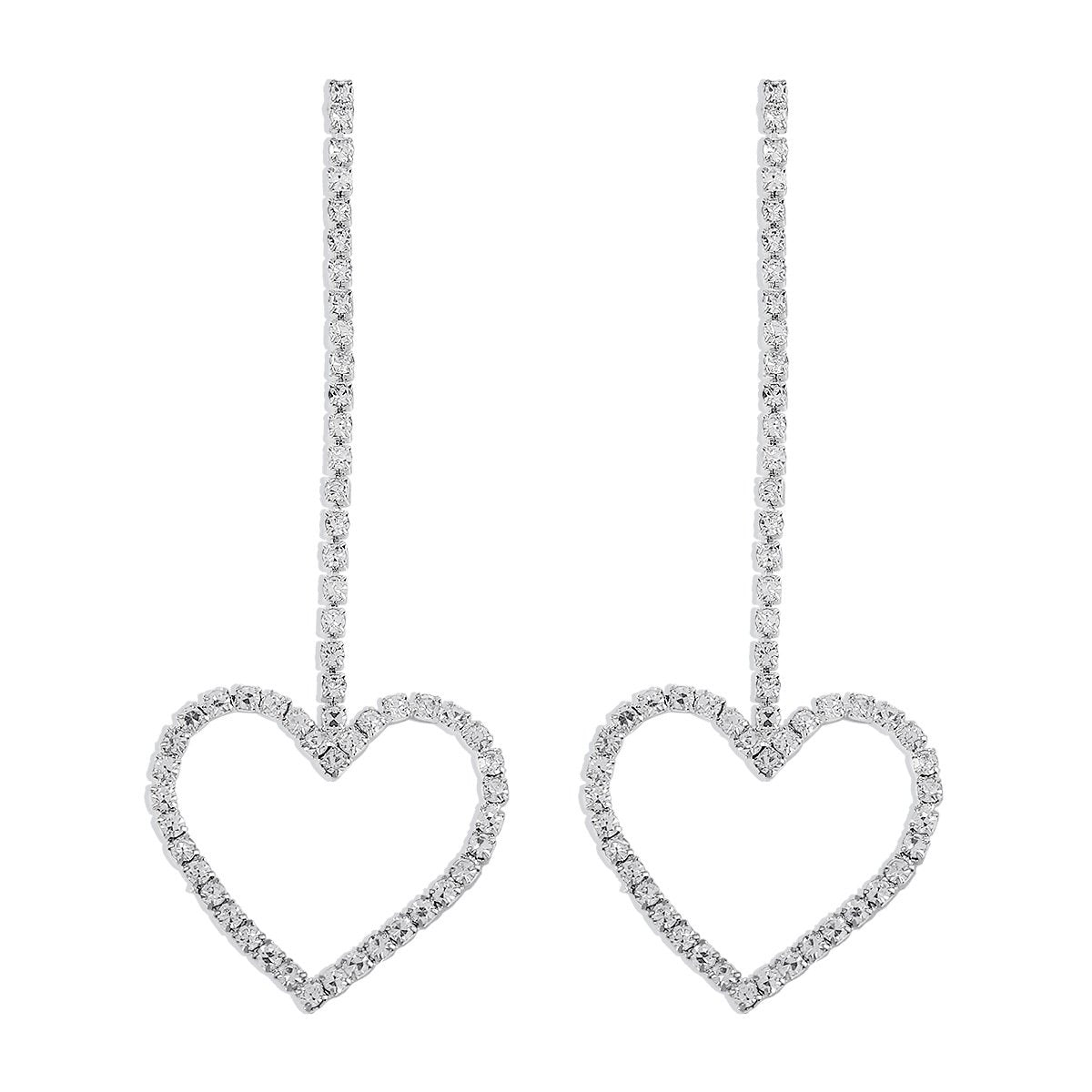 E1551 Rhinestone Tassel Love Geometric Earrings Exaggerated Long Fairy Earrings Modern Temperament Earrings