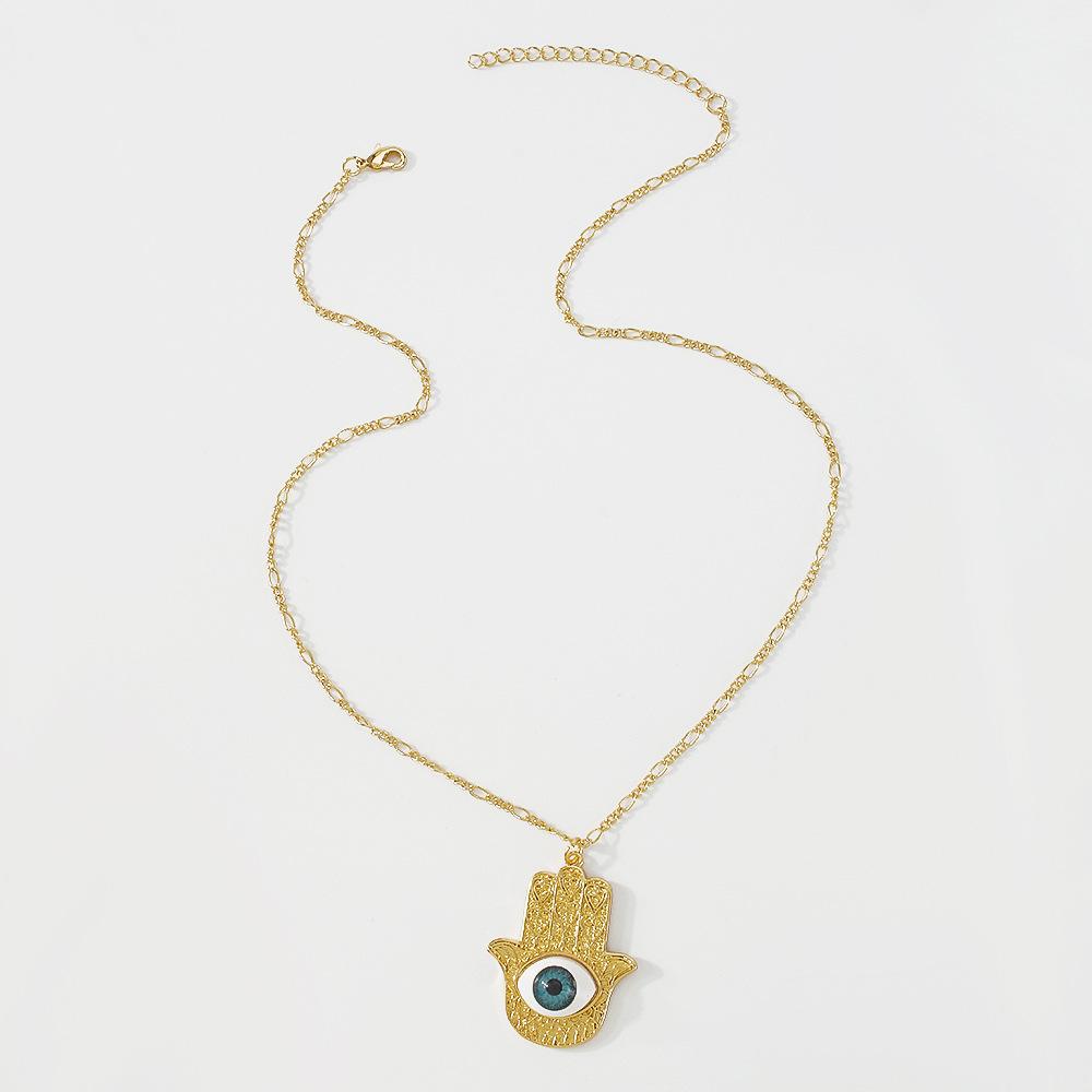 ZN89 Jewelry Copper-plated Creative Devil's Eye Palm Necklace Hip Hop Personality Geometric Necklace