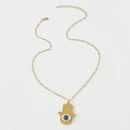 ZN89 Jewelry Copper-plated Creative Devil's Eye Palm Necklace Hip Hop Personality Geometric Necklace