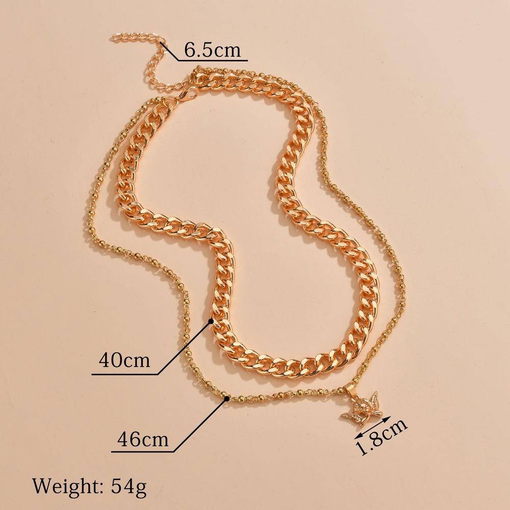 Jewelry Simple Exaggerated Punk Retro Trendy Fashion Butterfly Clavicle Necklace Fashion Double Layer