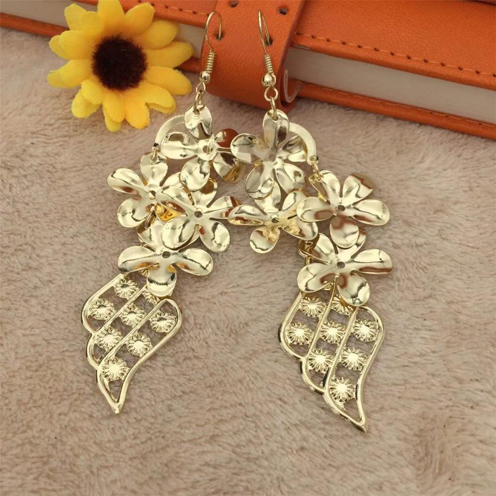 Multi-layer ice flower leaf earrings exaggerated earrings accessories