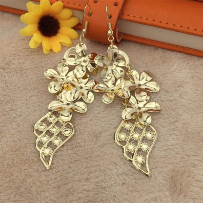 Multi-layer ice flower leaf earrings exaggerated earrings accessories
