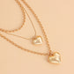 Retro fashion double stacked simple exaggerated love pendant necklace ins clavicle chain jewelry