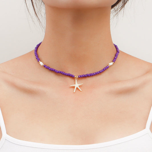 Jewelry Bohemian Color Large Rice Bead Necklace Necklace Female Beach Starfish Beaded Necklace