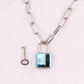 Personalized multi-layer peach heart padlock jewelry thick chain hip-hop punk key lock necklace