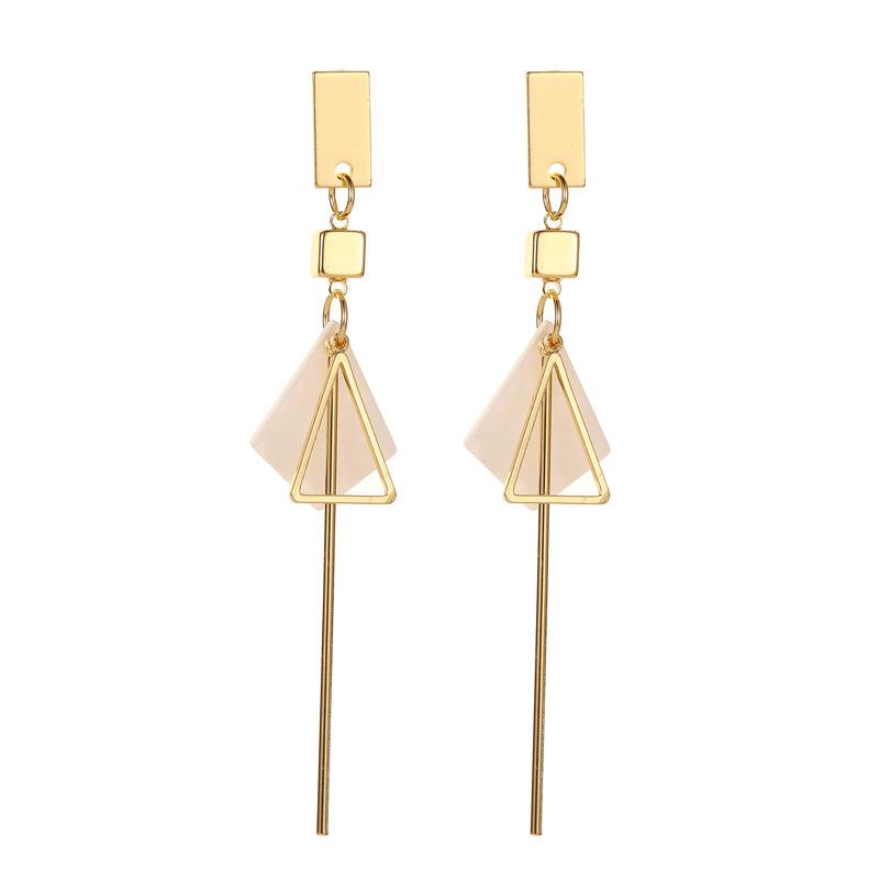 Fashion Net Red Tassel Earrings Acetate Plate Geometric Stud Earrings Cold Long Triangular Earrings