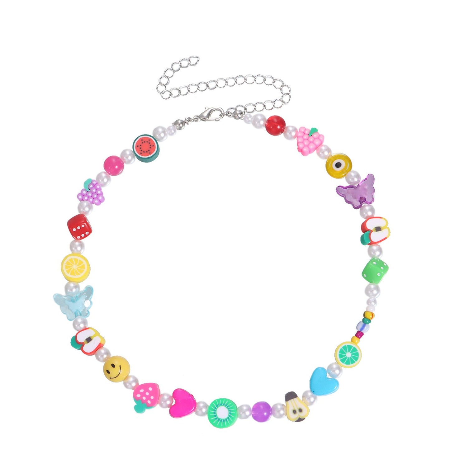Jewelry Acrylic Butterfly Pearl Necklace Ladies Resin Soft Pottery Fruit Bead Necklace
