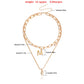 Jewelry punk double imitation pearl letter M pendant necklace female clavicle chain ins necklace