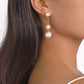 E1566 Retro Hong Kong Temperament Sweet Earrings Pearl Chain Personality Geometric Earrings Niche Atmospheric Earrings