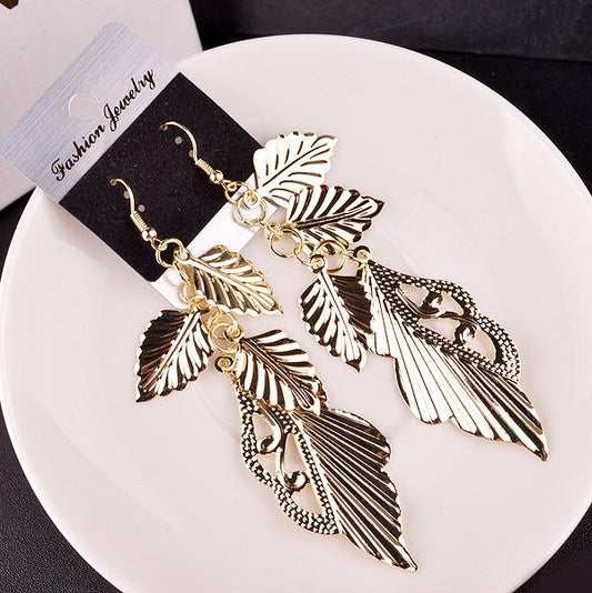 Leaf Wings Metal Earrings Versatile Ladies Earrings Direct Supply