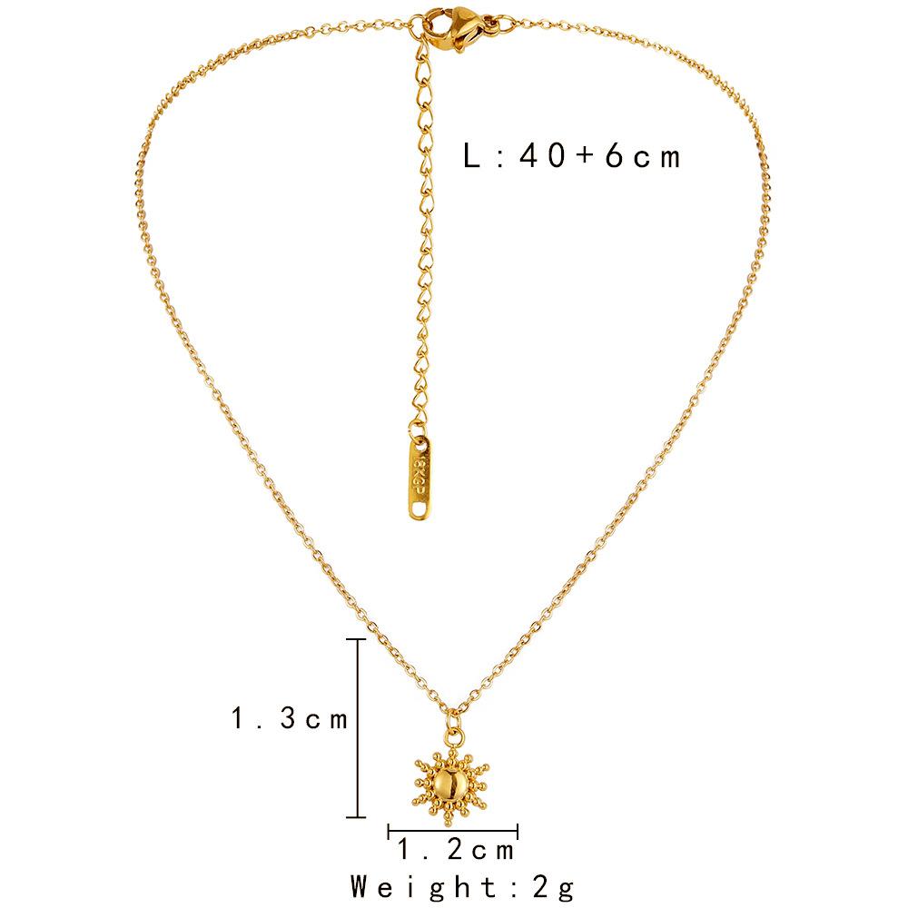 Stylish Simple Personality Golden Stainless Steel Little Sun Versatile Retro Ladies Necklace