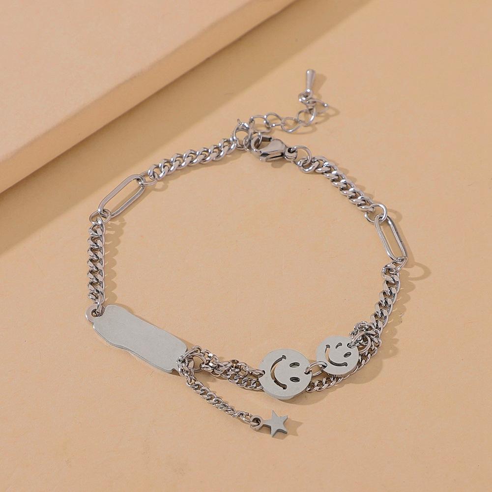 Personality Cold Smile Smile Stainless Steel Titanium Steel Adjustable Bracelet Hand Decoration