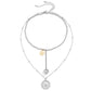 Jewelry sweet cool heart pendant ring sequin necklace small trendy people alloy stacked necklace