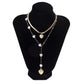 Jewelry Punk Faux Pearl Snake Chain Necklace Asymmetric Double Layer Heart Long Tassel Necklace