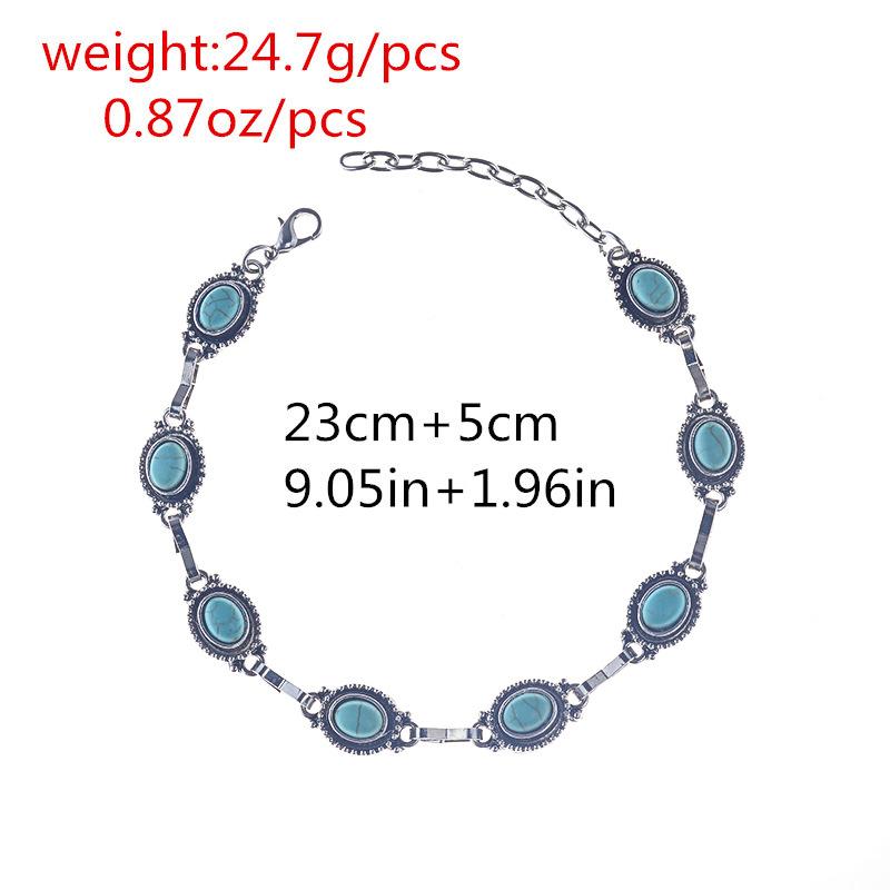 Ornaments Simple and Versatile Retro Ethnic Anklet Fashion Metal Alloy Turquoise Foot Ornaments for Women