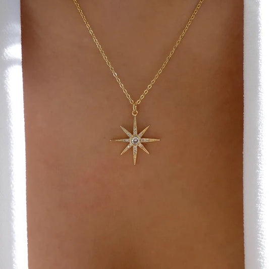 Fashion Octagram Necklace Temperament Rhinestone Clavicle Chain Short Necklace Accessories