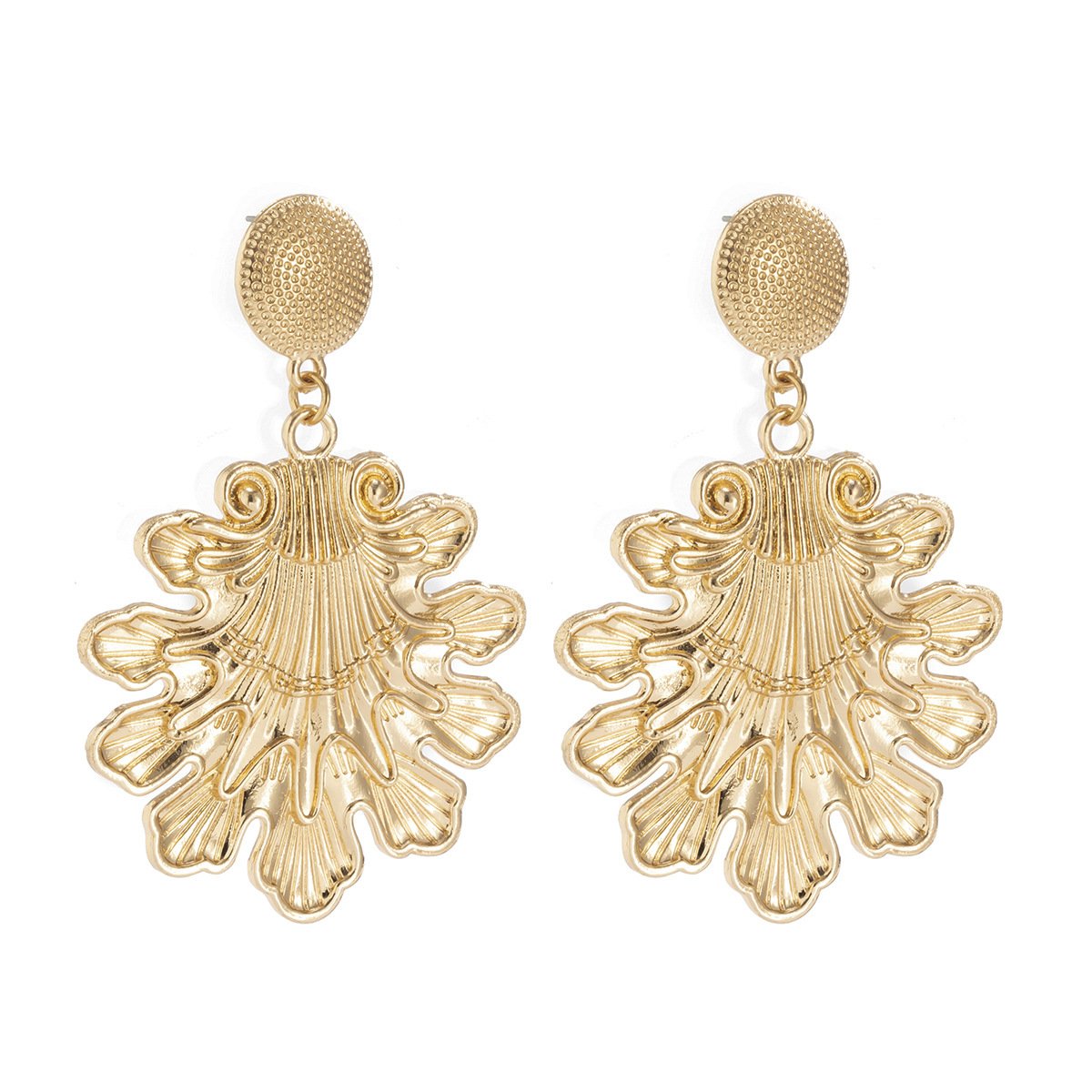 Jewelry fashion personality metal three-dimensional goldfish earrings trend simple several shield earrings women