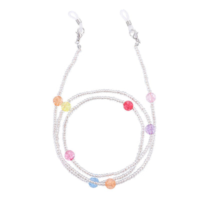 Jewelry fashion color mix and match bead glasses chain ladies transparent rice beads handmade wear