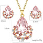 Fashion Jewelry Set Simple Water Drop Crystal Gem Pendant Necklace Earrings Stud Set Female Jewelry