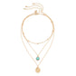 Jewelry Ethnic Thin Chain Metal Necklace Retro Portrait Embossed Turquoise Set Necklace Female