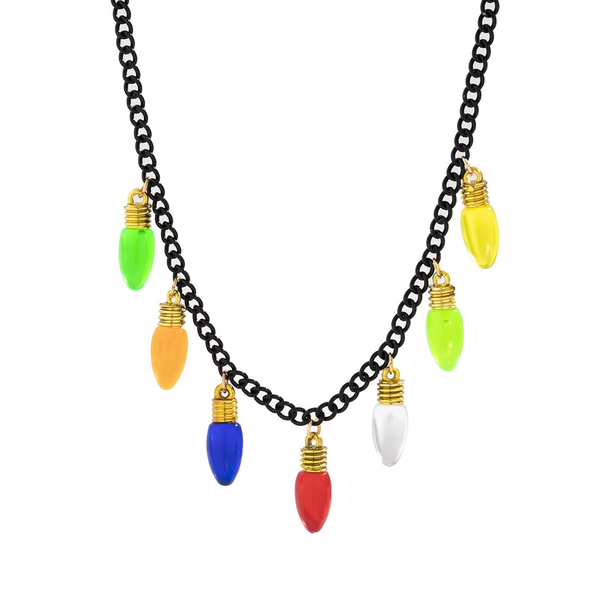 Jewelry Punk Color Light Bulb Accessories Tassel Necklace Female Personality Simple Sweet Cool Single Layer Necklace
