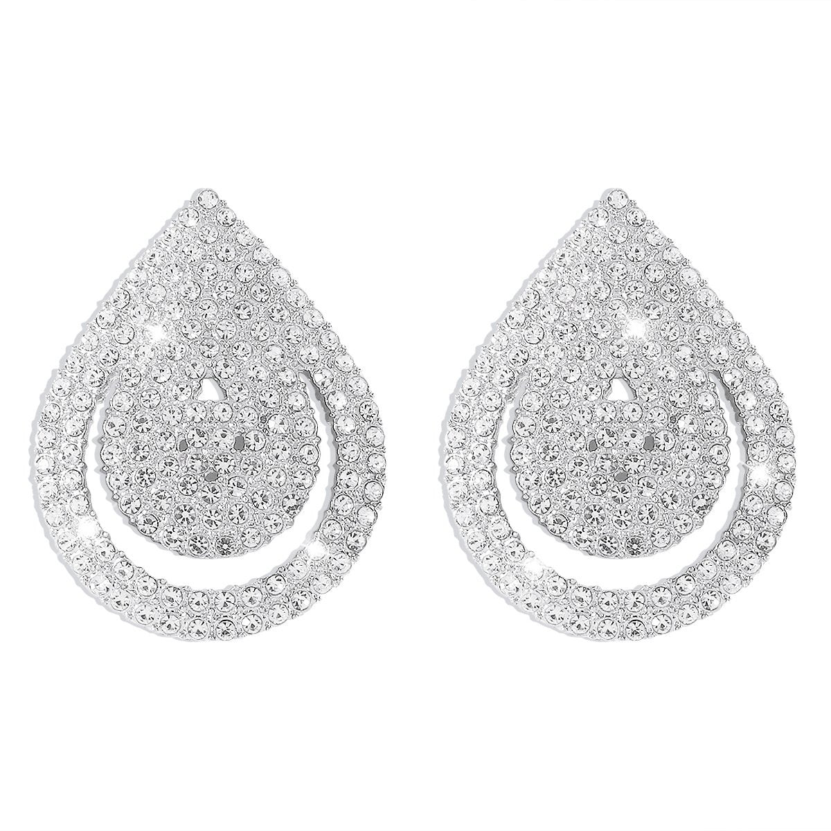 E1916 Jewelry Water Drop Shape Full Diamond Small Fragrance Personalized Earrings Creative Smile Face Hollow Earrings